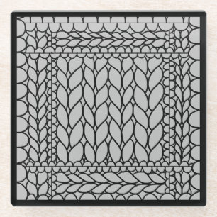 Dessous-de-verre En Verre Sous-verre à boire en verre KNIT PURL GRIS II