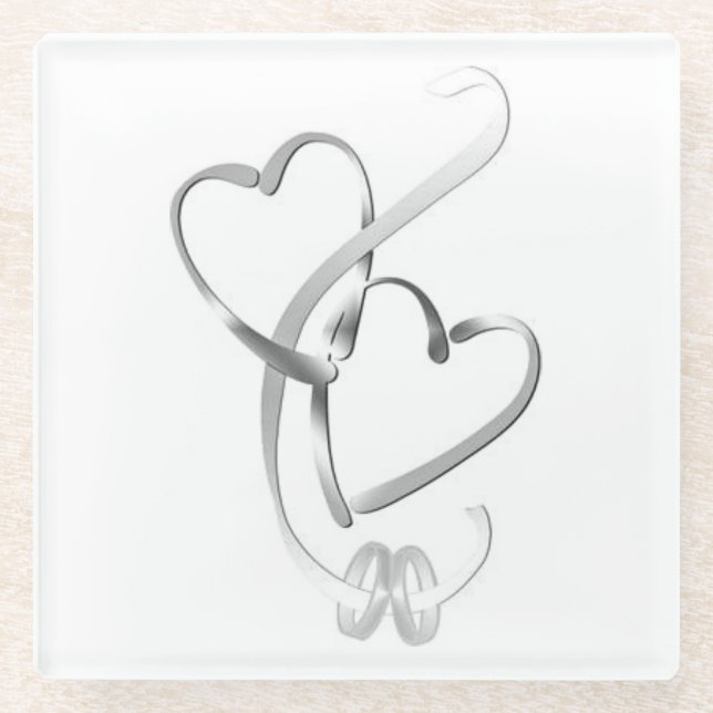 DESSOUS-DE-VERRE EN VERRE SOUS-VERRE "ALLIANCES AVEC CŒUR" (Devant)