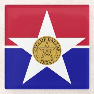Dessous-de-verre En Verre Sous-verre en verre avec le drapeau de Dallas, Éta