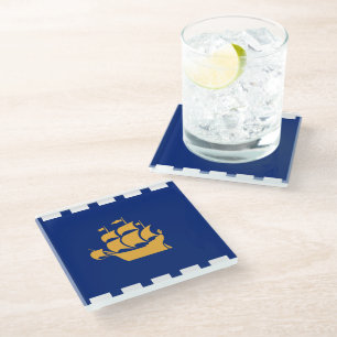 Dessous-de-verre En Verre Sous-verre en verre avec le drapeau de la ville de