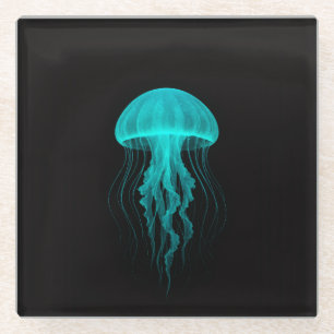 Dessous-de-verre En Verre Sous-verre en verre Black 4 Luxe Méduse Aqua Glow