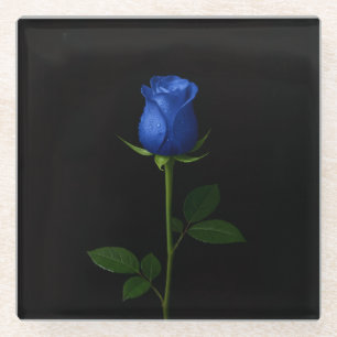 Dessous-de-verre En Verre Sous-verre en verre Luxe Noir 4, Rose Bleu de Minu