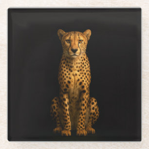 Dessous-de-verre En Verre Sous-verre en verre noir 4 Luxe, Guépard élégant