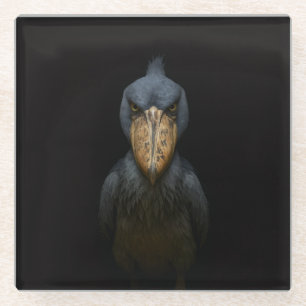 Dessous-de-verre En Verre Sous-verre en verre noir 4 Luxe, oiseau Shoebill e
