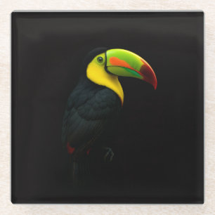 Dessous-de-verre En Verre Sous-verre en verre noir 4 Luxe, Toucan à bec caré