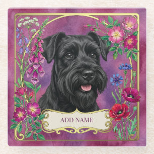 Dessous-de-verre En Verre Sous-verre Rose Personnalisé Schnauzer Noir