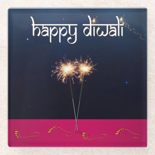 Dessous-de-verre En Verre Sparkling Happy Diwali - Dessous de verre en verre (Devant)