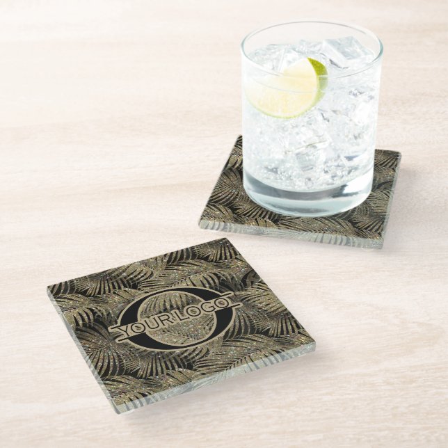 Dessous-de-verre En Verre Sparkling Palm Leaves Pattern (Incliné)