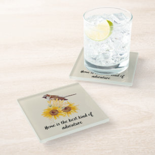 Dessous-de-verre En Verre Sparroe Bird & Floral Avec Dessous de verre Devant