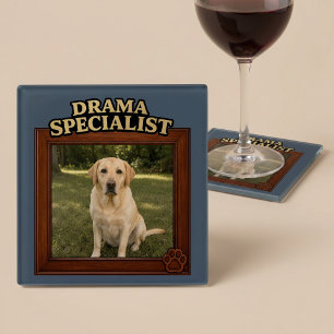 Dessous-de-verre En Verre Spécialiste de Drame Photo de Chien Drôle Personna