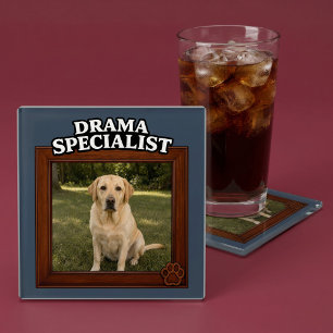 Dessous-de-verre En Verre Spécialiste de Drame Photo de Chien Drôle Personna