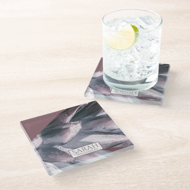 Dessous-de-verre En Verre Spikes Abstraits d'ananas (Incliné)