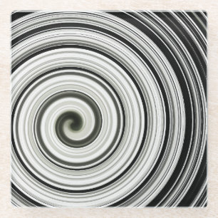 Dessous-de-verre En Verre spirale noire et blanche 