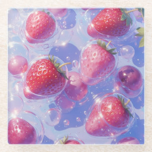 Dessous-de-verre En Verre Splash de raisins de fraise