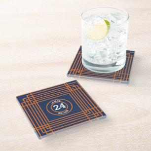 Dessous-de-verre En Verre Sports inspirés Orange & bleu