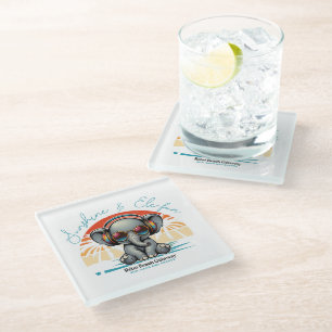 Dessous-de-verre En Verre Spring Sunshine and Ele-fun Retro Beach Getaway