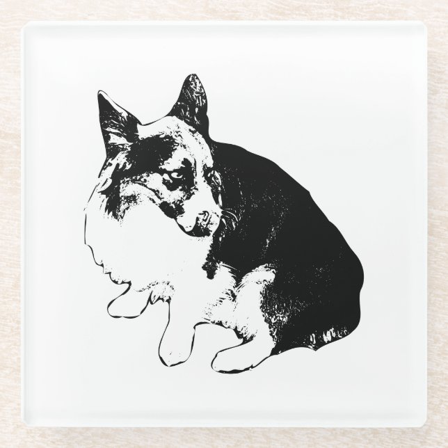 Dessous-de-verre En Verre Stand De Coupe, Foxy Friend (Devant)