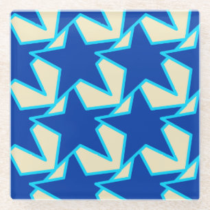 Dessous-de-verre En Verre Star moderne géométrique - bleu cobalt et taureau
