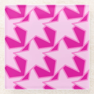 Dessous-de-verre En Verre Star moderne géométrique - rose pâle et fuchsia
