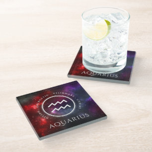 Dessous-de-verre En Verre Starfield Aquarius Water Bearer Western Zodiac