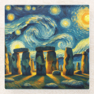 Dessous-de-verre En Verre Starry Night Stonehenge