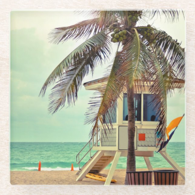 Dessous-de-verre En Verre Station |Florida de maître nageur (Devant)