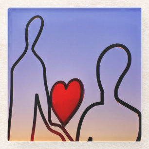 Dessous-de-verre En Verre statue d'amour