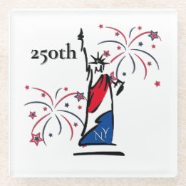Dessous-de-verre En Verre Statue de la Liberté avec feu d'artifice 250e Indé
