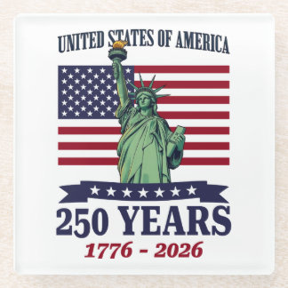 Dessous-de-verre En Verre Statue de la Liberté USA 250 ans 1776-2026