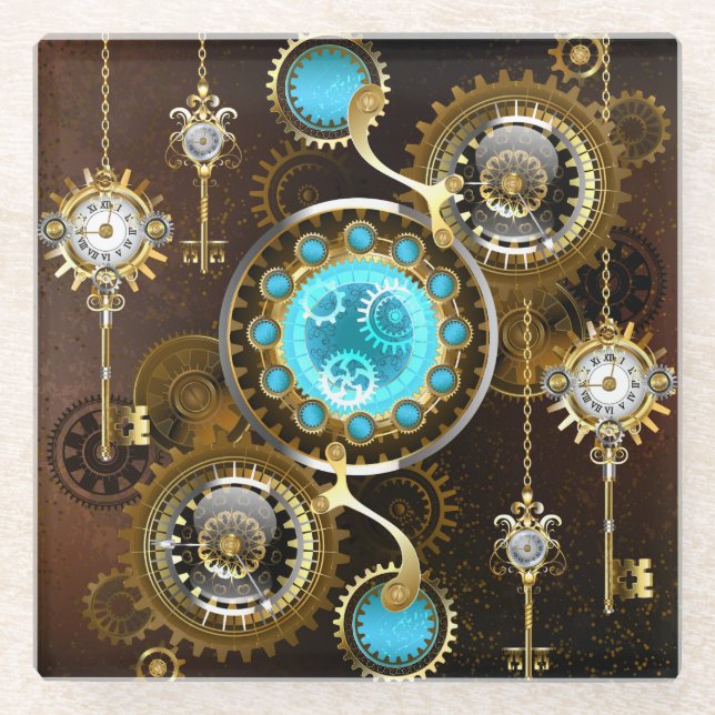 Dessous-de-verre En Verre Steampunk Rusty Background (Devant)