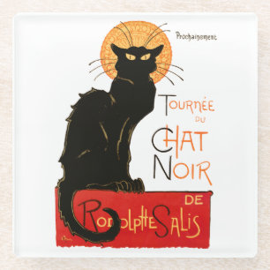 Dessous-de-verre En Verre Steinlen Chat Noir Classique Art Français