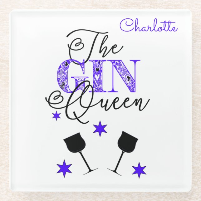 Dessous-de-verre En Verre Style Gin Queen Blanc (Devant)