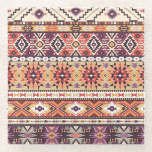 Dessous-de-verre En Verre Style tribal coloré, motif dynamique et transparen