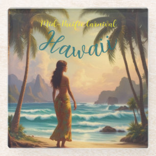 Dessous-de-verre En Verre Style vintage Hawaiian Travel Honolulu Hula Girl