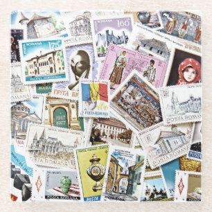 Dessous-de-verre En Verre Style Vintage Timbres antiques