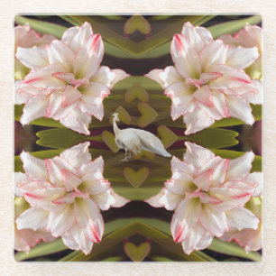 Dessous-de-verre En Verre Sucre de canne Majestic Peacock et Amaryllis