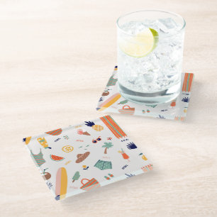 Dessous-de-verre En Verre Sunny Beach Fun Motif