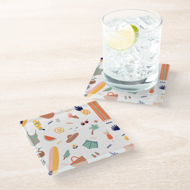 Dessous-de-verre En Verre Sunny Beach Fun Motif (Incliné)
