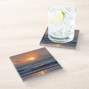 Dessous-de-verre En Verre Sunset Ocean Sea Beach Orange