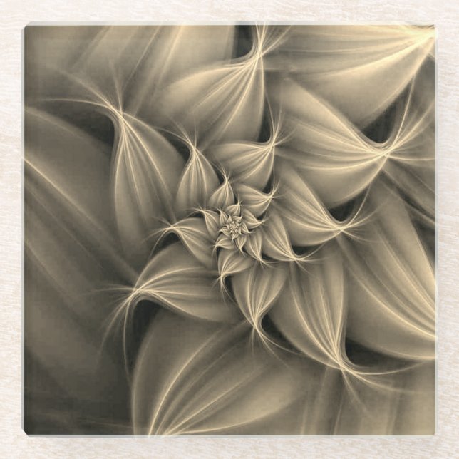 Dessous-de-verre En Verre Superbe fleur d'or fractale  (Devant)
