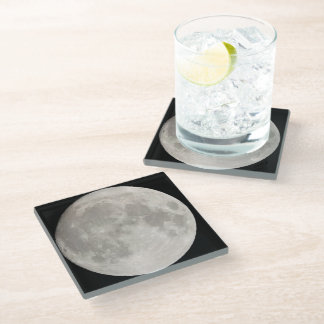 Dessous-de-verre En Verre Superlune dans le ciel noir