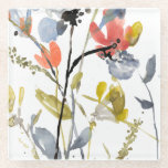 Dessous-de-verre En Verre Superposition de fleurs - Aquarelle Fleurs et tige<br><div class="desc">Flower Overlay II par Jennifer Goldberger. Présente des fleurs et des tiges dans un style aquarelle.</div>