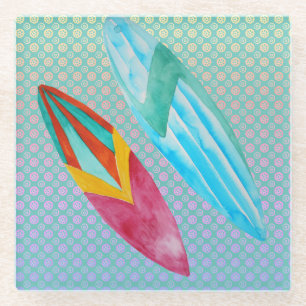 Dessous-de-verre En Verre Surf aquarelle 