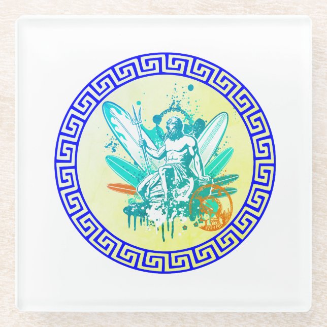 Dessous-de-verre En Verre Surf Poseidon (Devant)