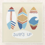 Dessous-de-verre En Verre Surf  ! Surf<br><div class="desc">Surf  ! J'en ai d'ici juin Erica Vess. Comprend trois planches de surf avec des designs différents et amusants et une phrase "Surf  Up" en bas de l'image.</div>