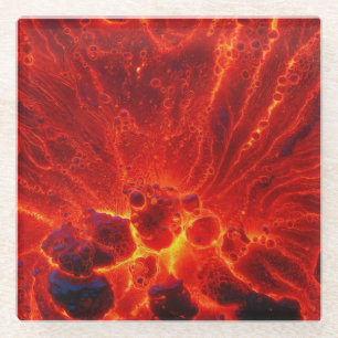Dessous-de-verre En Verre Surface de lave chaude (style 2) peinture à l'huil