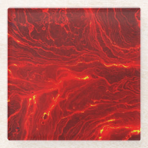 Dessous-de-verre En Verre Surface de lave chaude (style 3) Peinture à l'huil