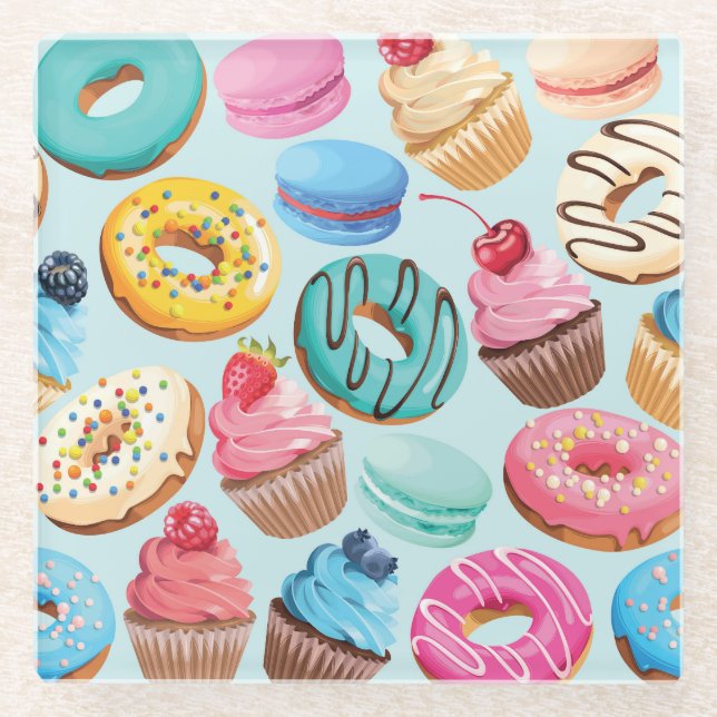 Dessous-de-verre En Verre Sweet Sweet Sweets : Motif de Delight. (Devant)