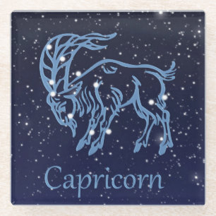 Dessous-de-verre En Verre Symbole Capricorne Constellation et Zodiaque avec