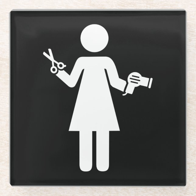 Dessous-de-verre En Verre Symbole coiffeur (Devant)
